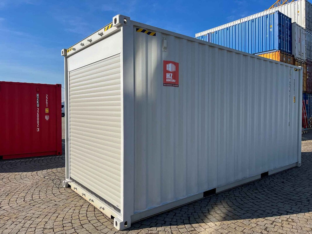 Container High Cube da 6 metri con porte avvolgibili.