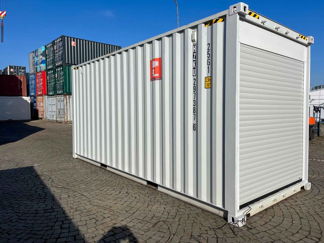 Container High Cube da 6 metri con porte avvolgibili.