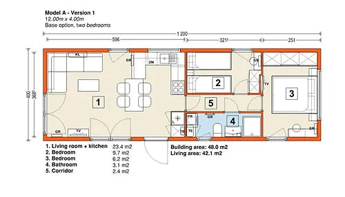 Casa mobile di 42 m² con 3 camere da letto – Modello A