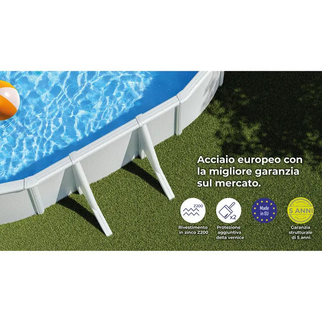 Piscina fuori terra rigida GRE Atlantis bianca – Dimensioni interne 6,1 x 3,75 m