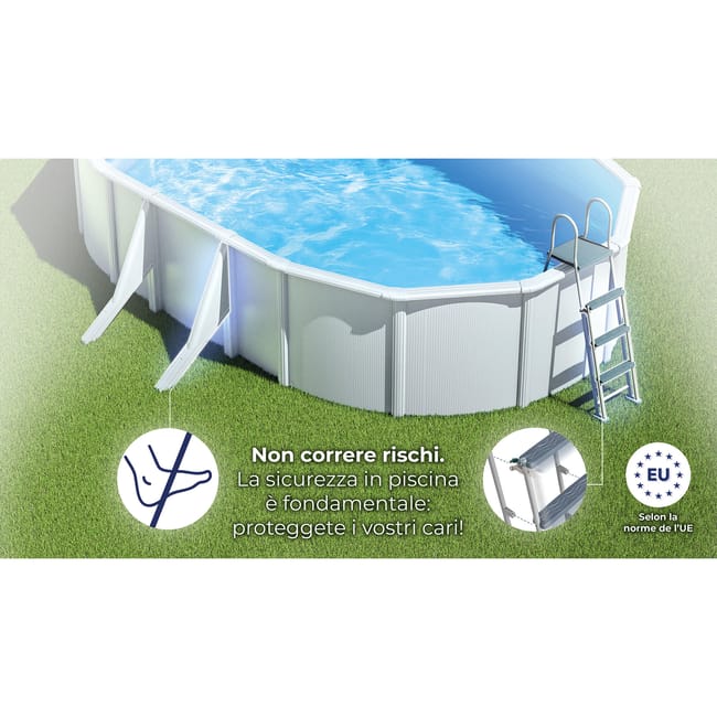 Piscina fuori terra rigida GRE Atlantis bianca – Dimensioni interne 6,1 x 3,75 m